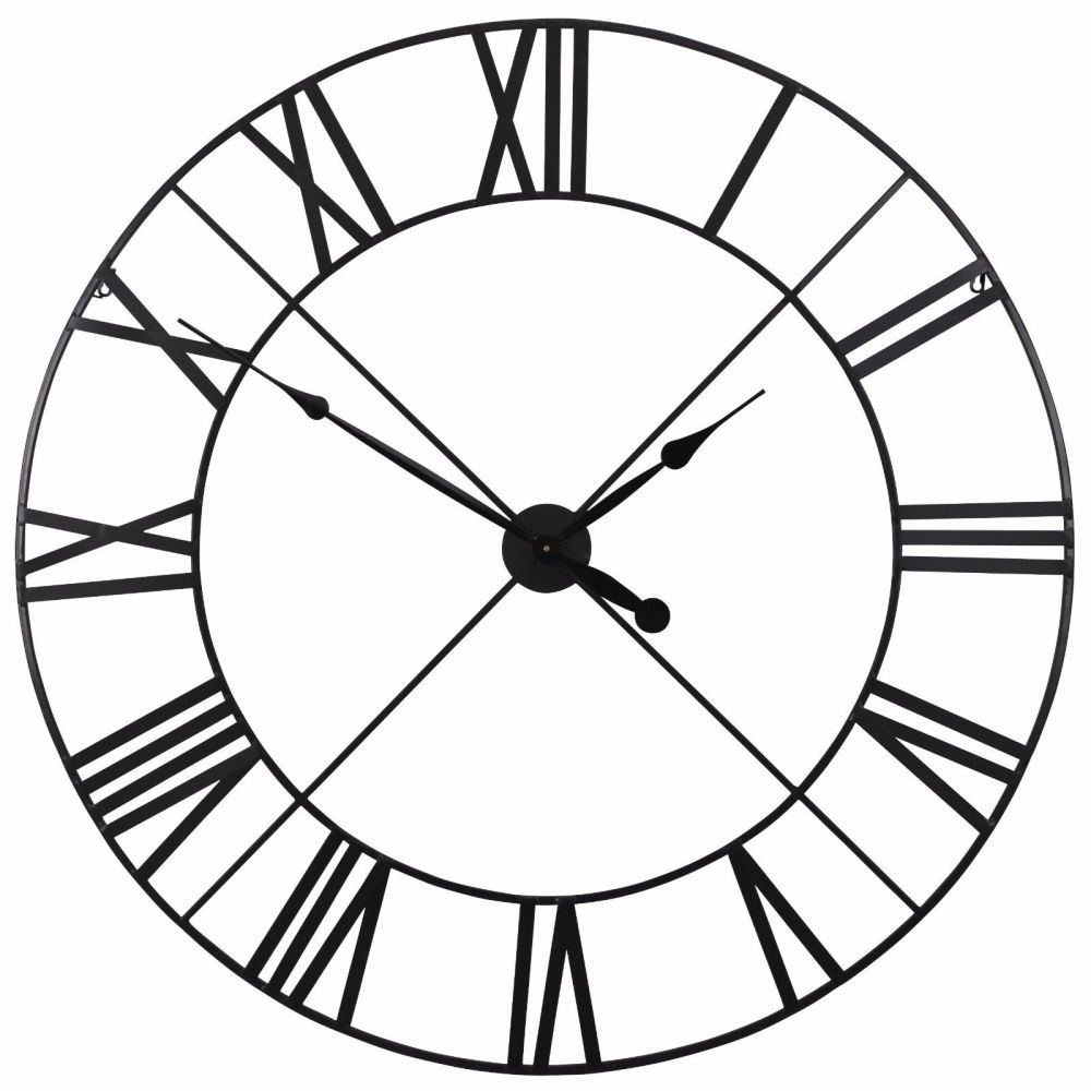 Product photograph of Black Metal Wall Clock - 110cm X 110cm from Choice Furniture Superstore.